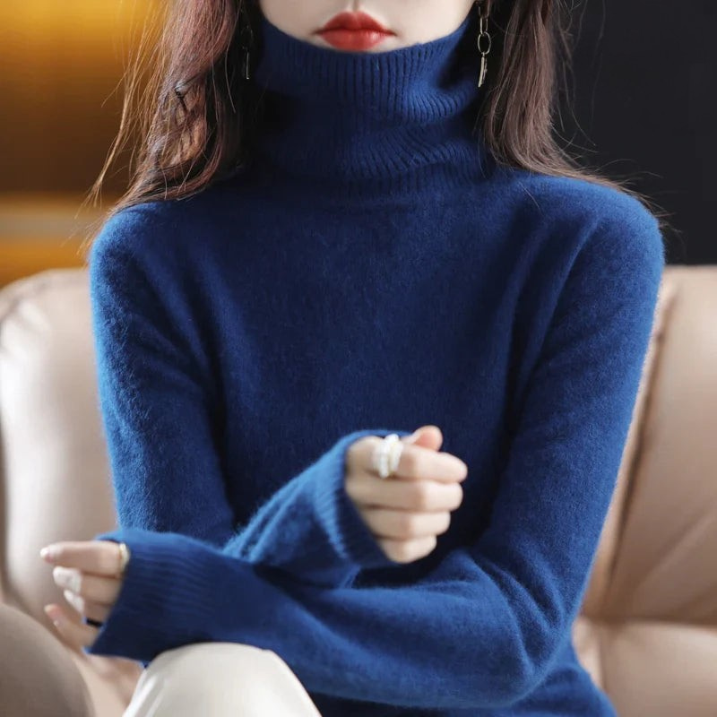 Kaschmirpullover Damen | Stehkragen, Taillierte Passform | Winter