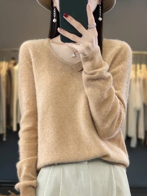 Kaschmirpullover für Damen | V-Ausschnitt