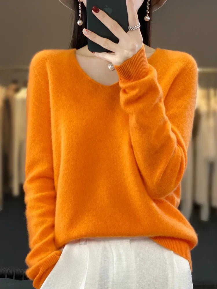 Kaschmirpullover für Damen | V-Ausschnitt