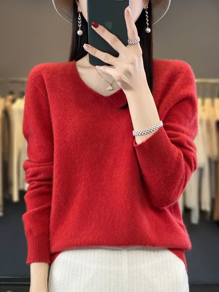 Kaschmirpullover für Damen | V-Ausschnitt