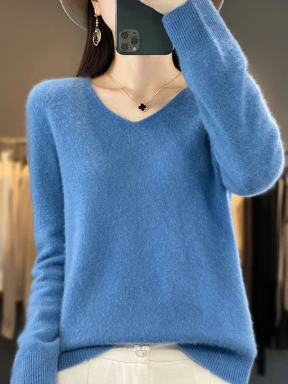 Kaschmirpullover für Damen | V-Ausschnitt