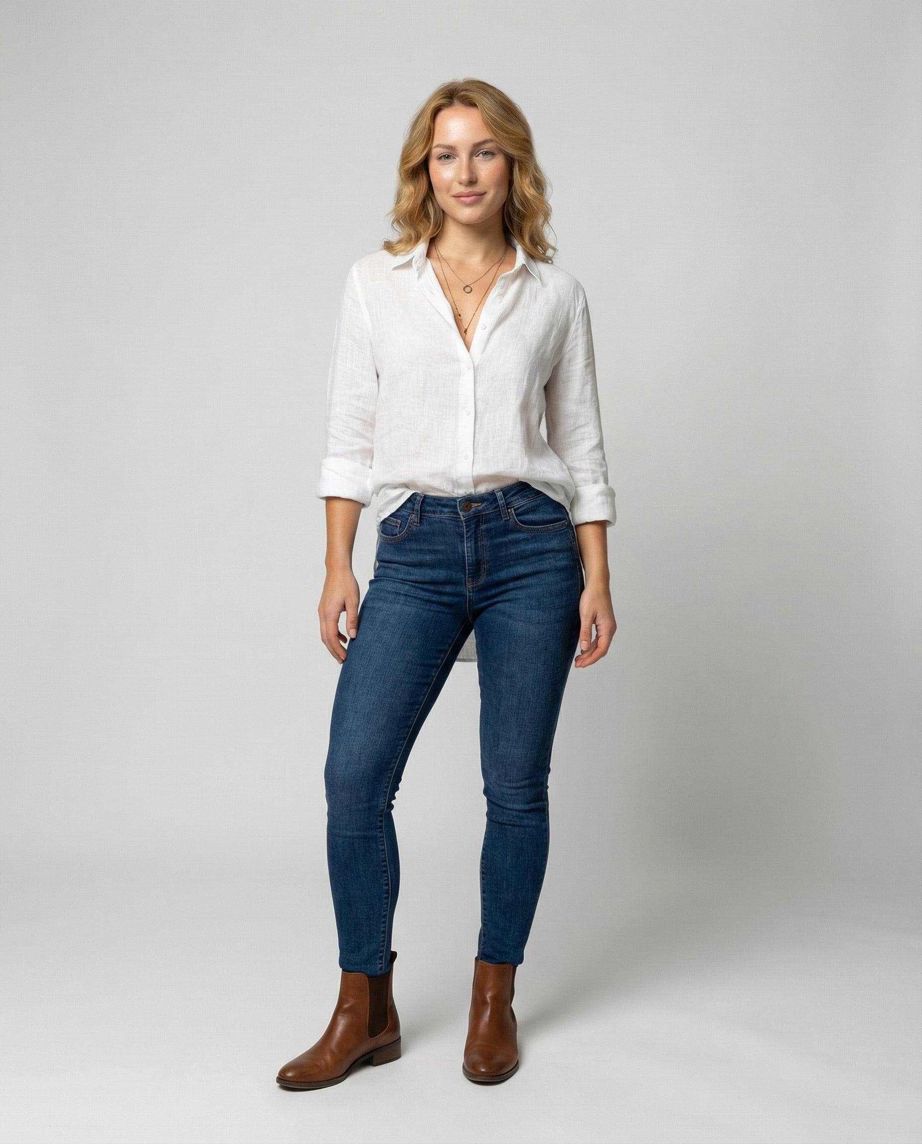 Katharina | Damen Leinen-Bluse Dreiviertelarm Klassischer Kragen 1