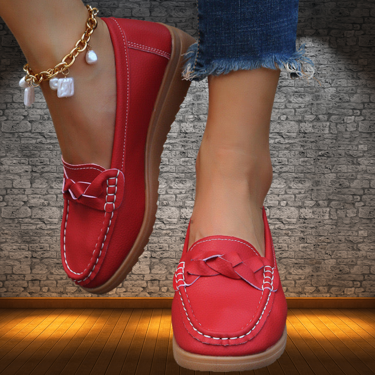 Klassische Slip-On Loafer aus Glattem Leder – Alltagstauglich und Stilvoll | Rot