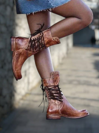 Lacey | Stilvolle Damenstiefel aus Leder mit Schnürsenkeln für Alltag und besondere Anlässe | Braun 4