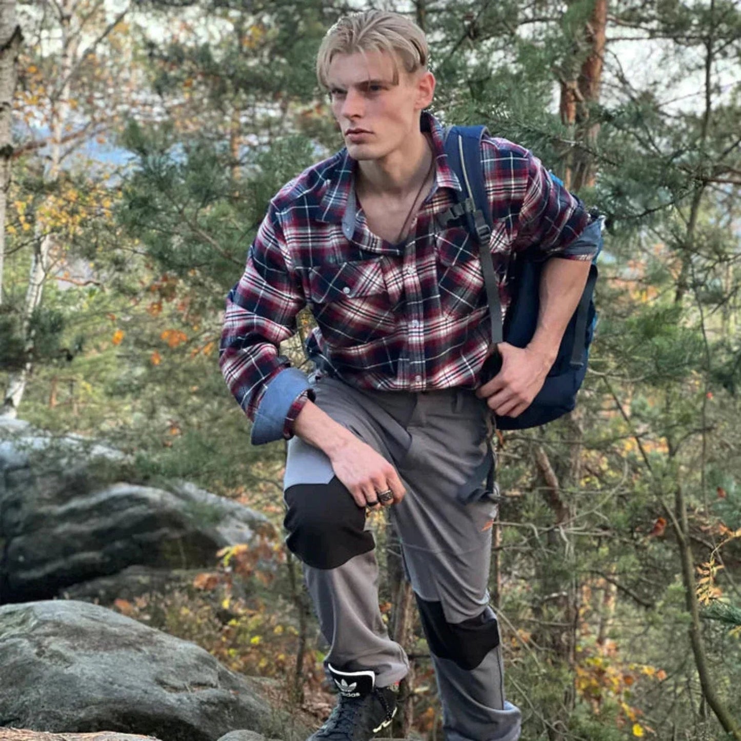 Langarm-Poloshirt für Herren | Karomuster 1