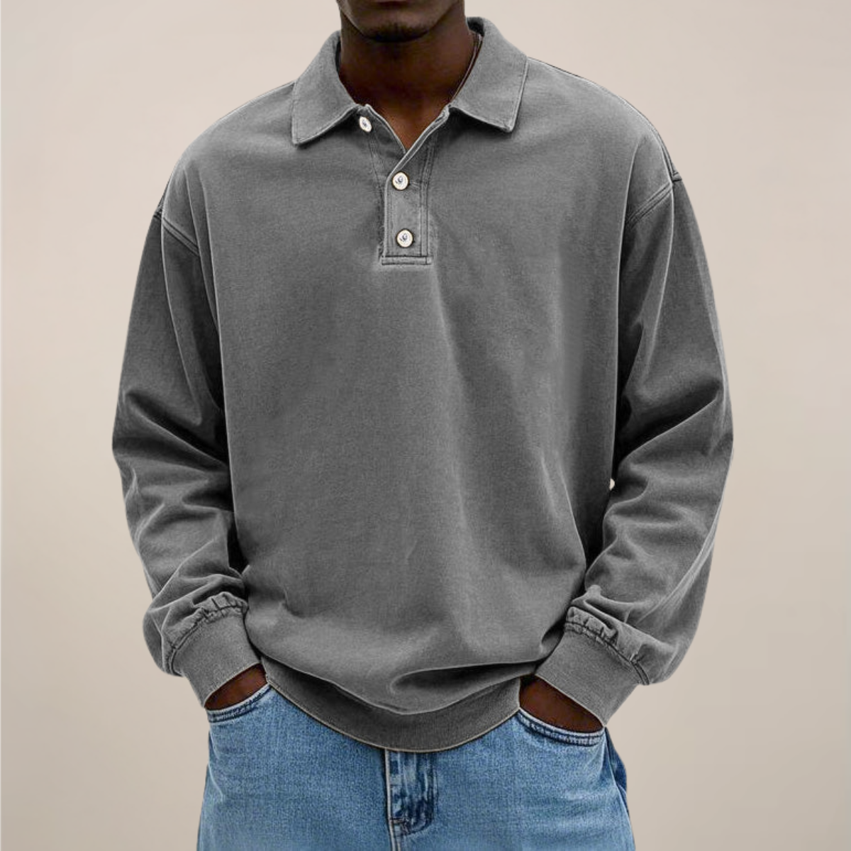 Langarm-Poloshirt für Herren | Weiche Baumwollmischung 1