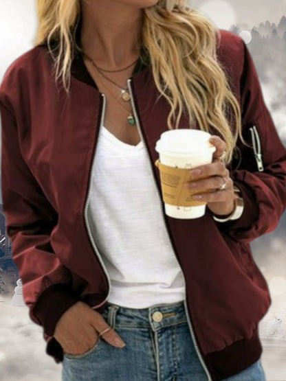 Langarmbomberjacke mit Reißverschluss und Rippendetails
