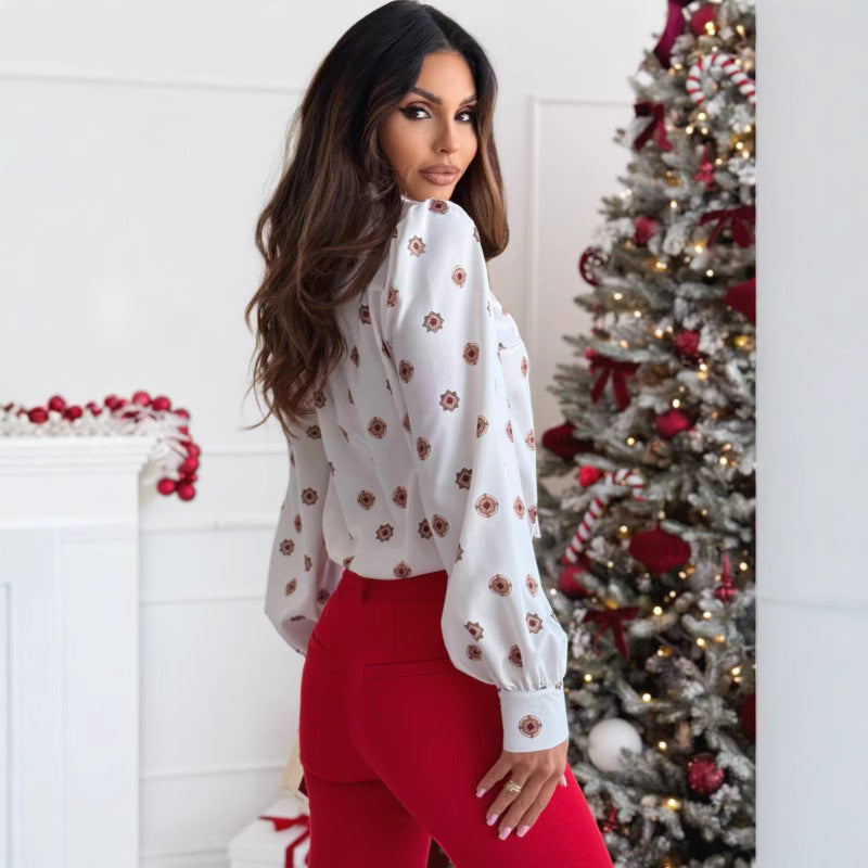 Langarmhemd mit Fliegekragen für Damen | Elegant 3