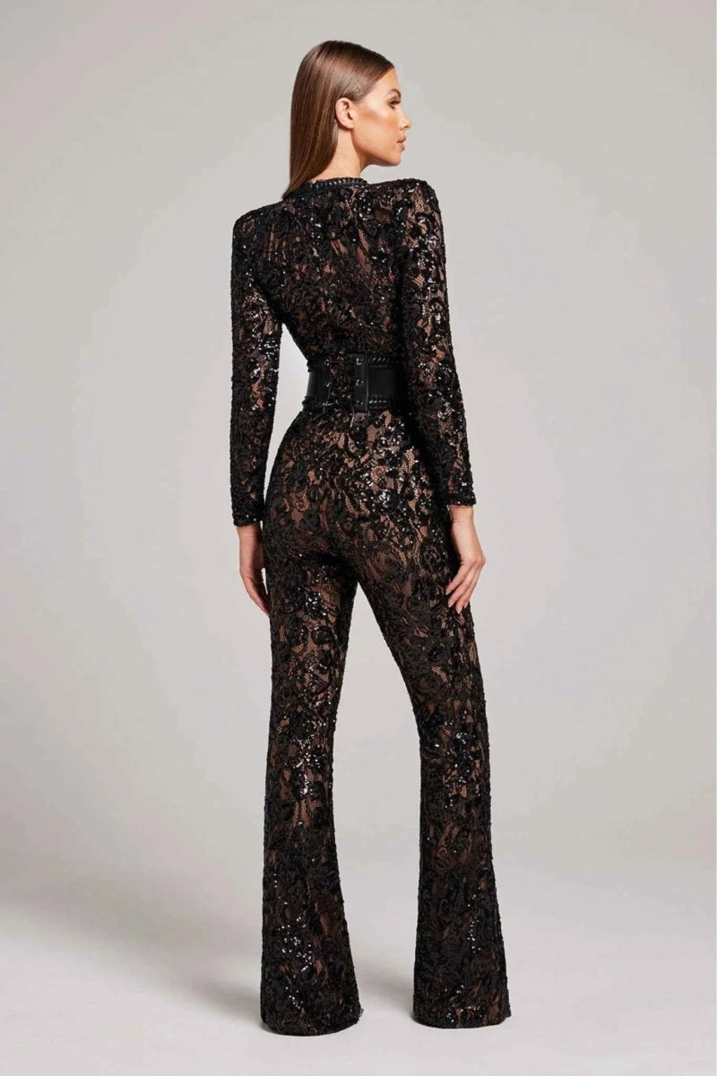 Langärmliger Spitzen Jumpsuit 1
