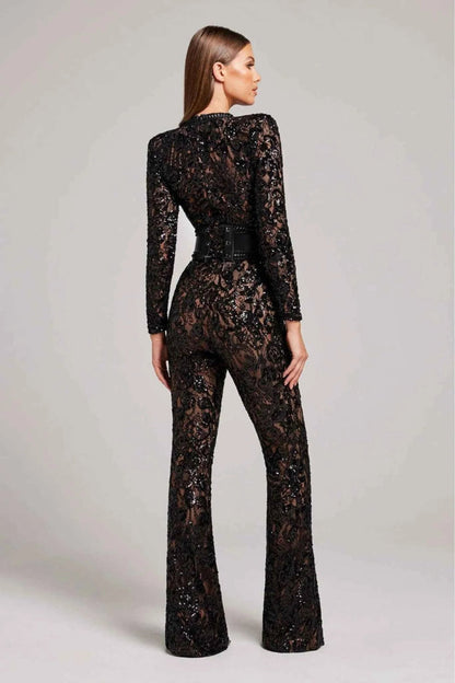 Langärmliger Spitzen Jumpsuit 1