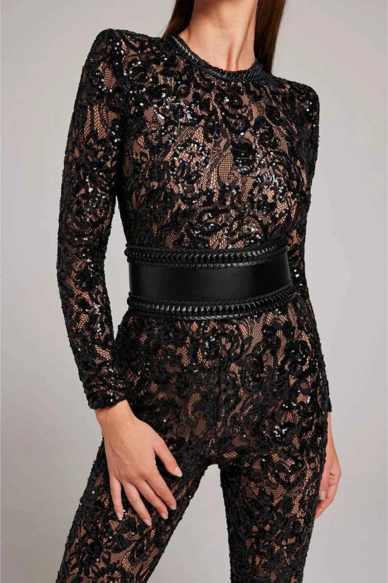 Langärmliger Spitzen Jumpsuit 2
