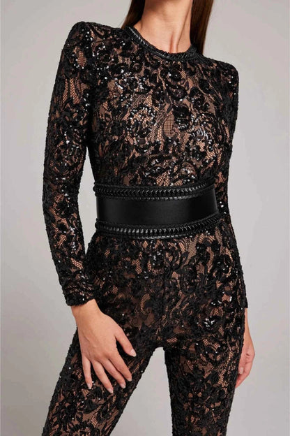 Langärmliger Spitzen Jumpsuit 2