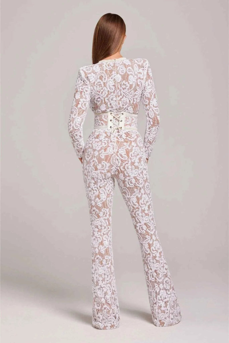 Langärmliger Spitzen Jumpsuit 4