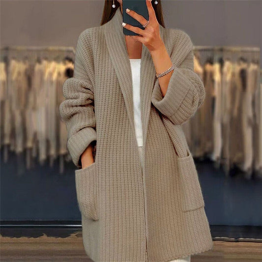 Lange Strickjacke Damen, Relaxed Fit mit V-Hals | Alltagsbegleiter 0