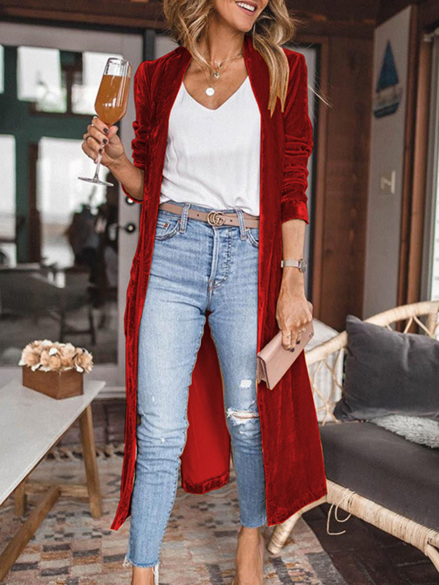 Langer Cardigan für Damen | Langarm