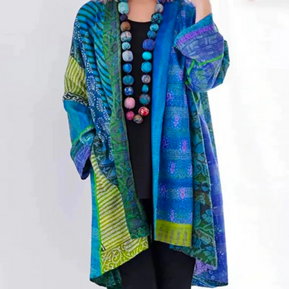 Lange Strickjacke für Damen | Leichte Baumwollmischung