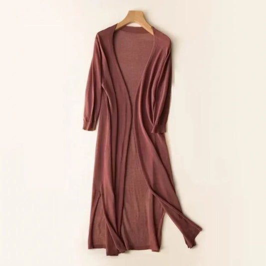 Langer Cardigan für Damen | Leichter V-Ausschnitt 0