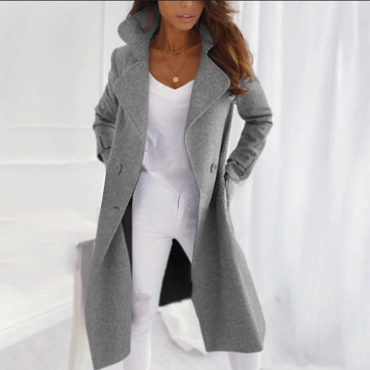 Langer Mantel mit Umlegekragen für Damen | Winter 0
