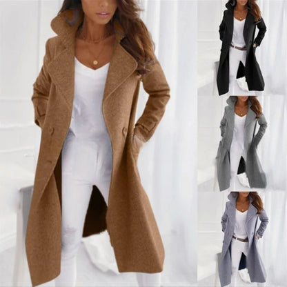 Langer Mantel mit Umlegekragen für Damen | Winter 2