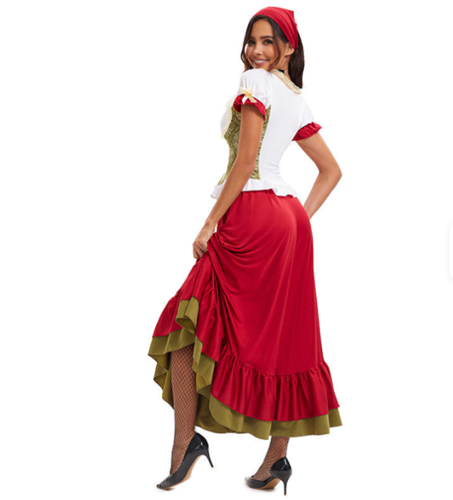 Langer fließender Rock Dirndlkleid | Oktoberfest 2