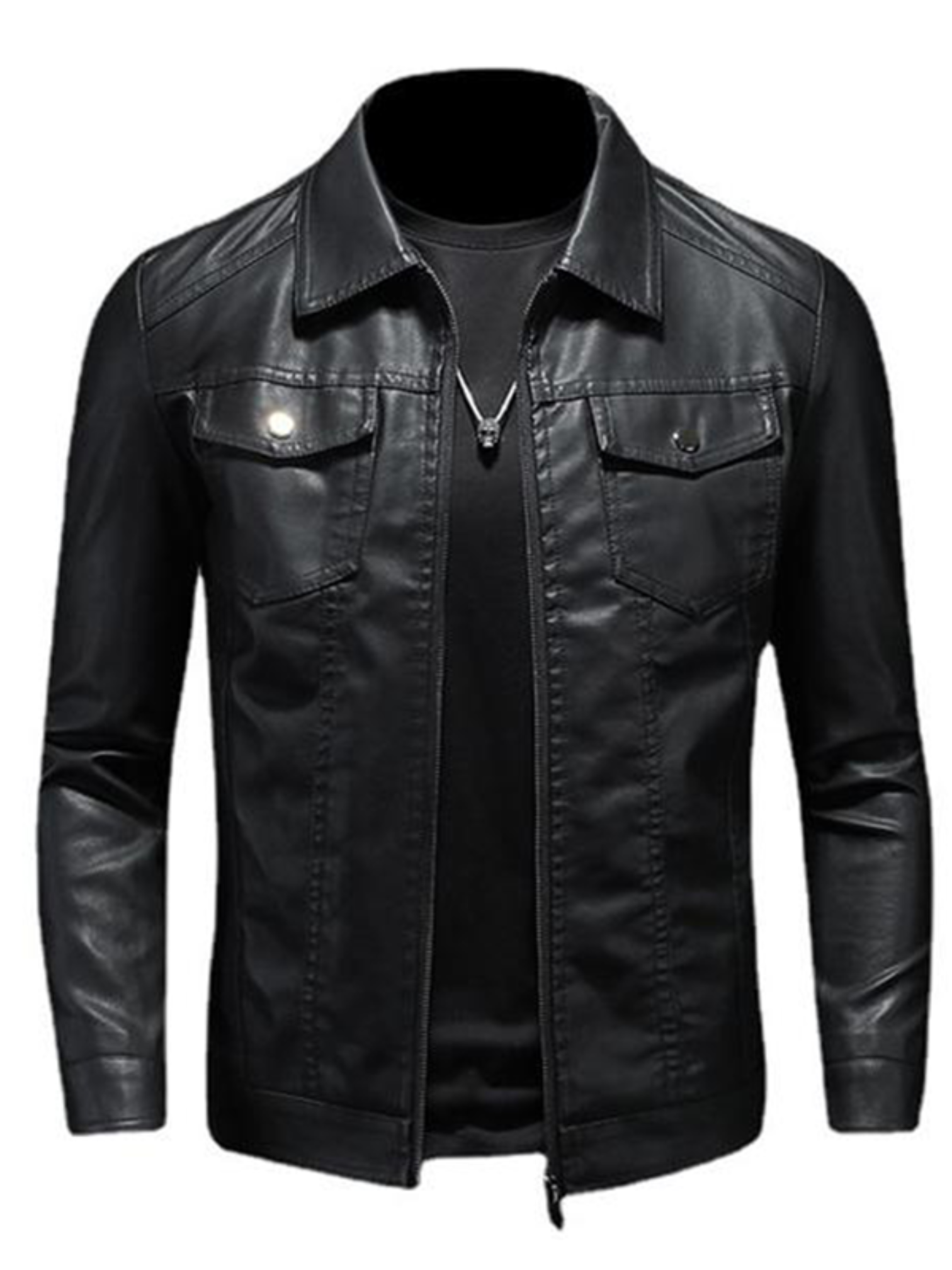 Leder-Bikerjacke für Herren | Bequeme Passform 0