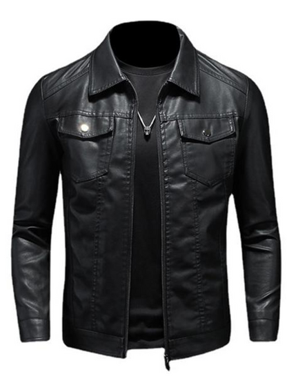 Leder-Bikerjacke für Herren | Bequeme Passform 0