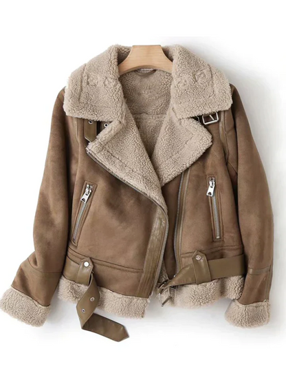 Lederjacke für Damen | Sherpa-Futter