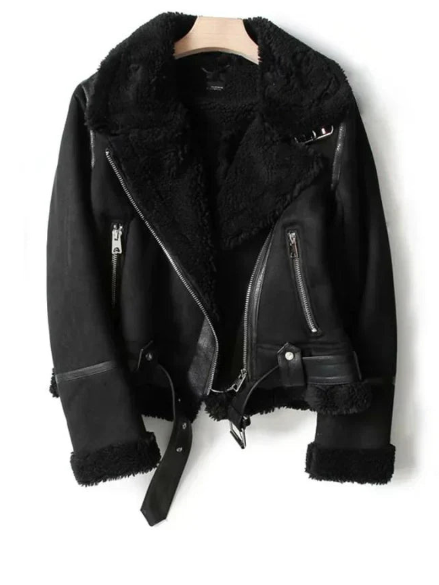 Lederjacke für Damen | Sherpa-Futter