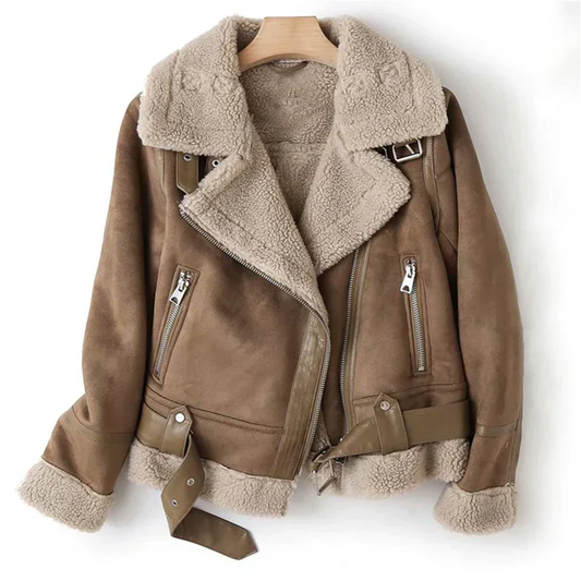 Lederjacke für Damen mit Sherpa-Futter | Winter 0
