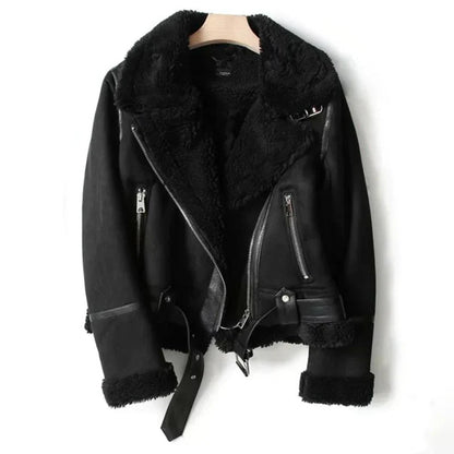 Lederjacke für Damen mit Sherpa-Futter | Winter