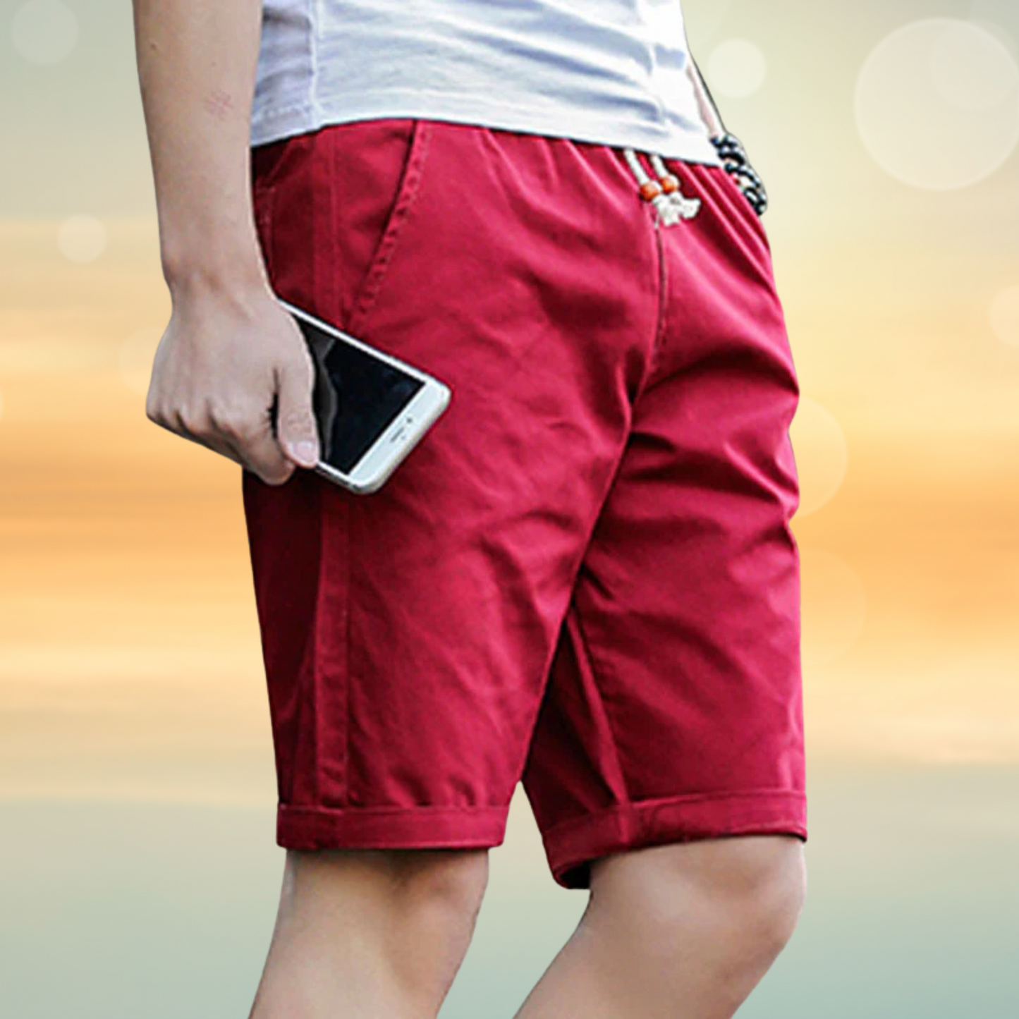 Leichte Herren Shorts – Verstellbarer Bund und Sommerkomfort | Scharlachrot