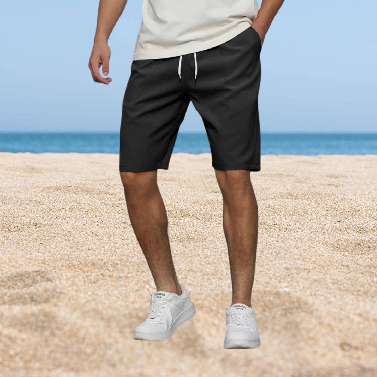 Leichte Herren Shorts – Verstellbarer Bund und Sommerkomfort | Schwarz