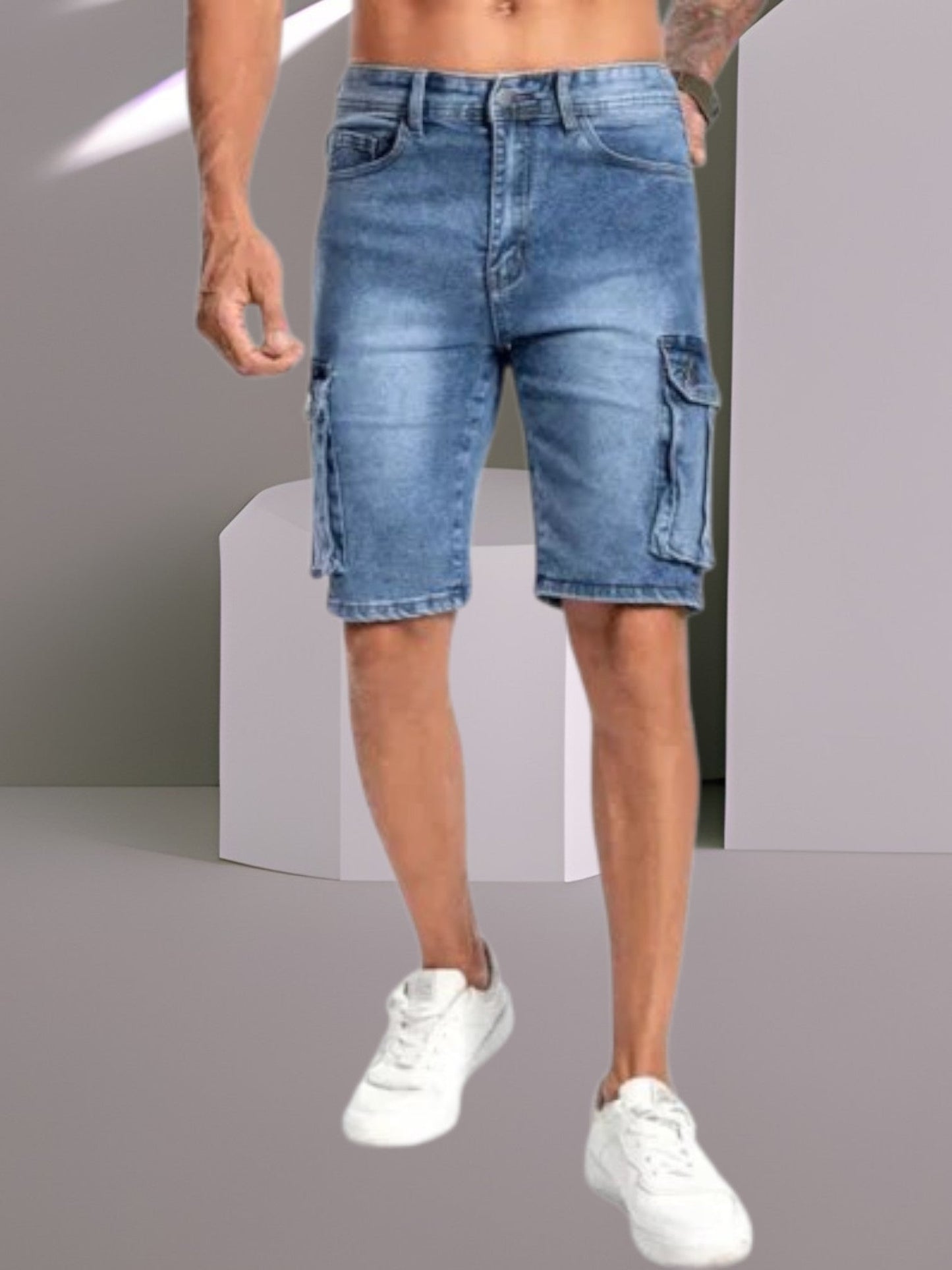 Leichte Jeansshorts für Herren mit Seitentaschen 1