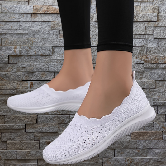 Leichte Mesh-Sneakers zum Hineinschlüpfen mit herausnehmbarer Sohle | Weiß