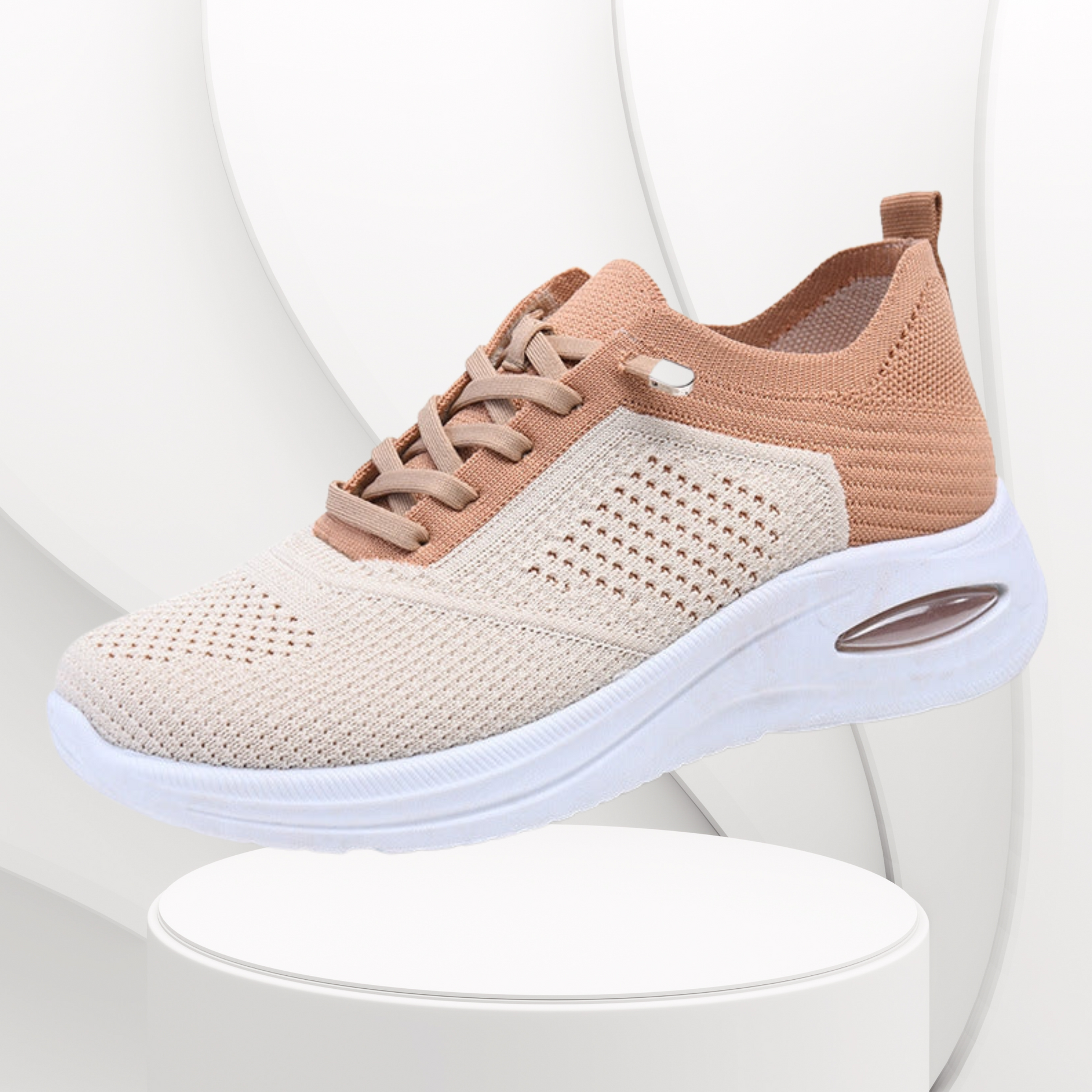 Leichte Slip-On Damen Sneakers aus atmungsaktivem Mesh mit flexibler Passform | Beige 2