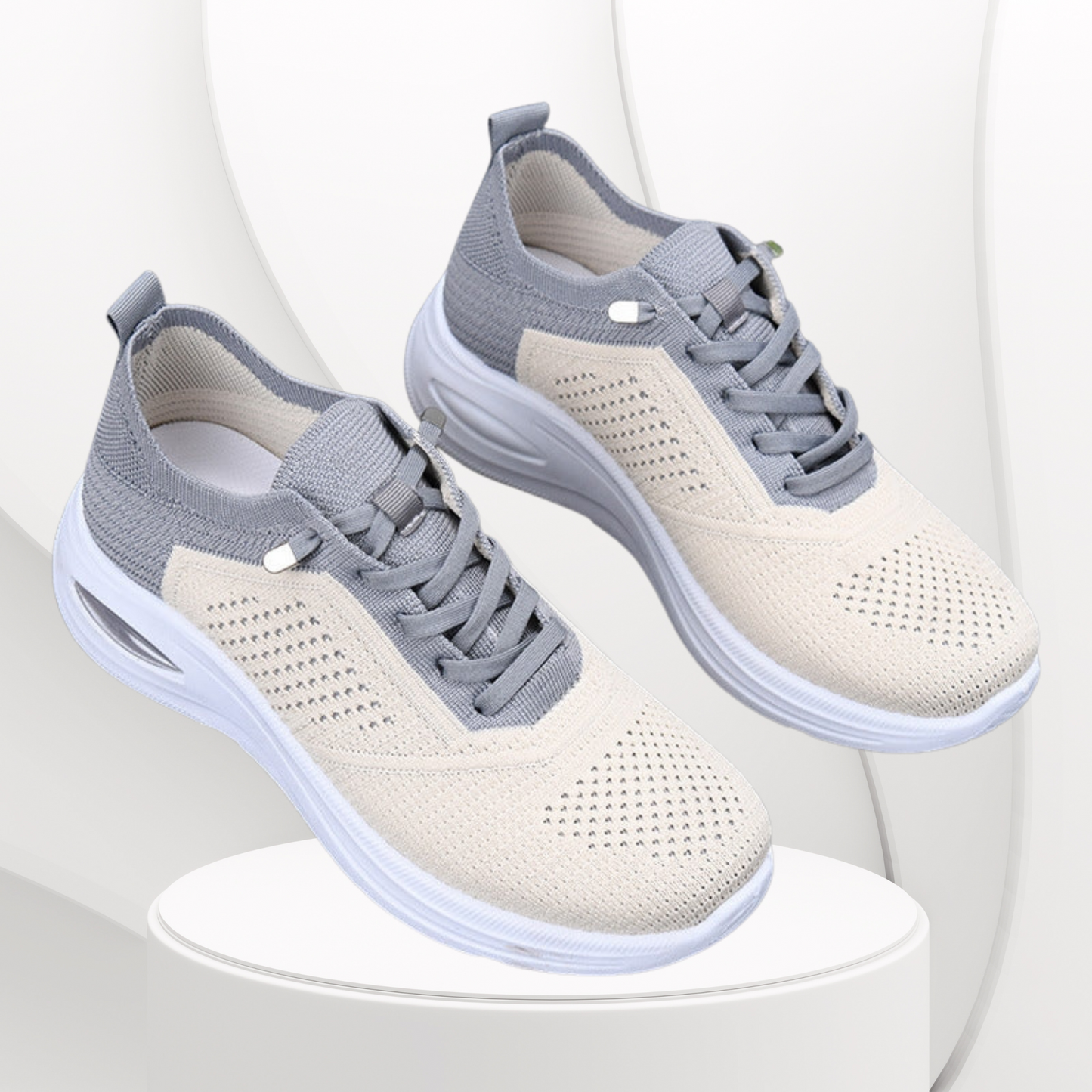 Leichte Slip-On Damen Sneakers aus atmungsaktivem Mesh mit flexibler Passform | Grau