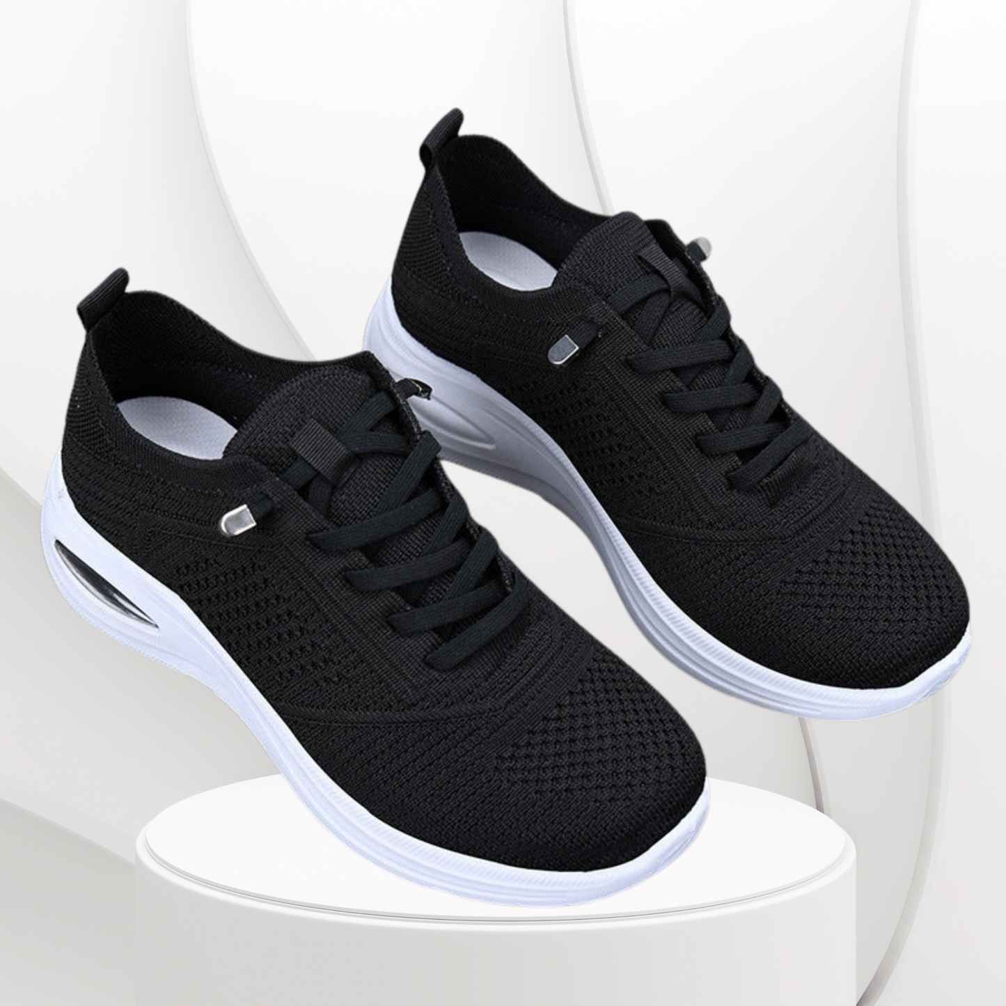Leichte Slip-On Damen Sneakers aus atmungsaktivem Mesh mit flexibler Passform | Schwarz