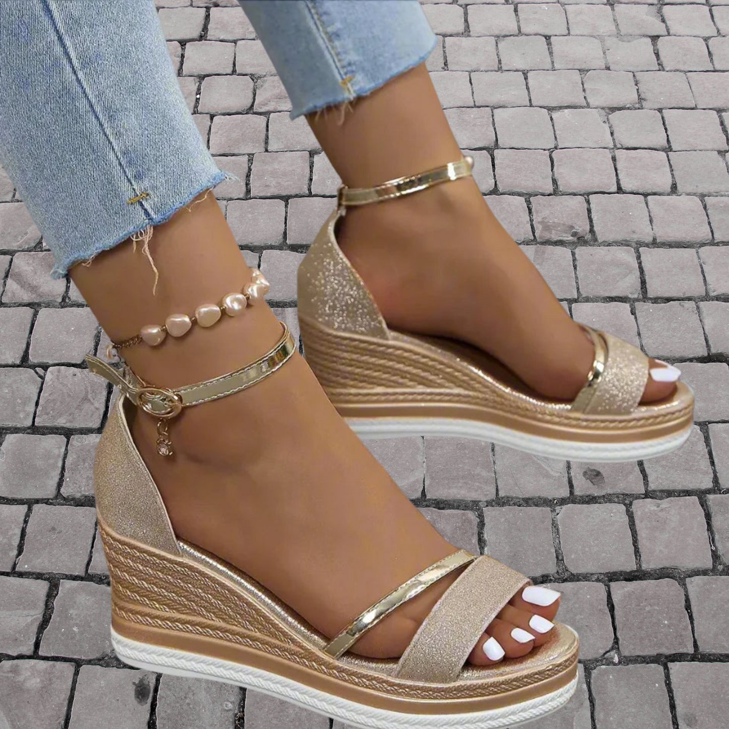 Leichte Sommerschuhe mit offenem Design und luftdurchlässigem Stoff | Goud