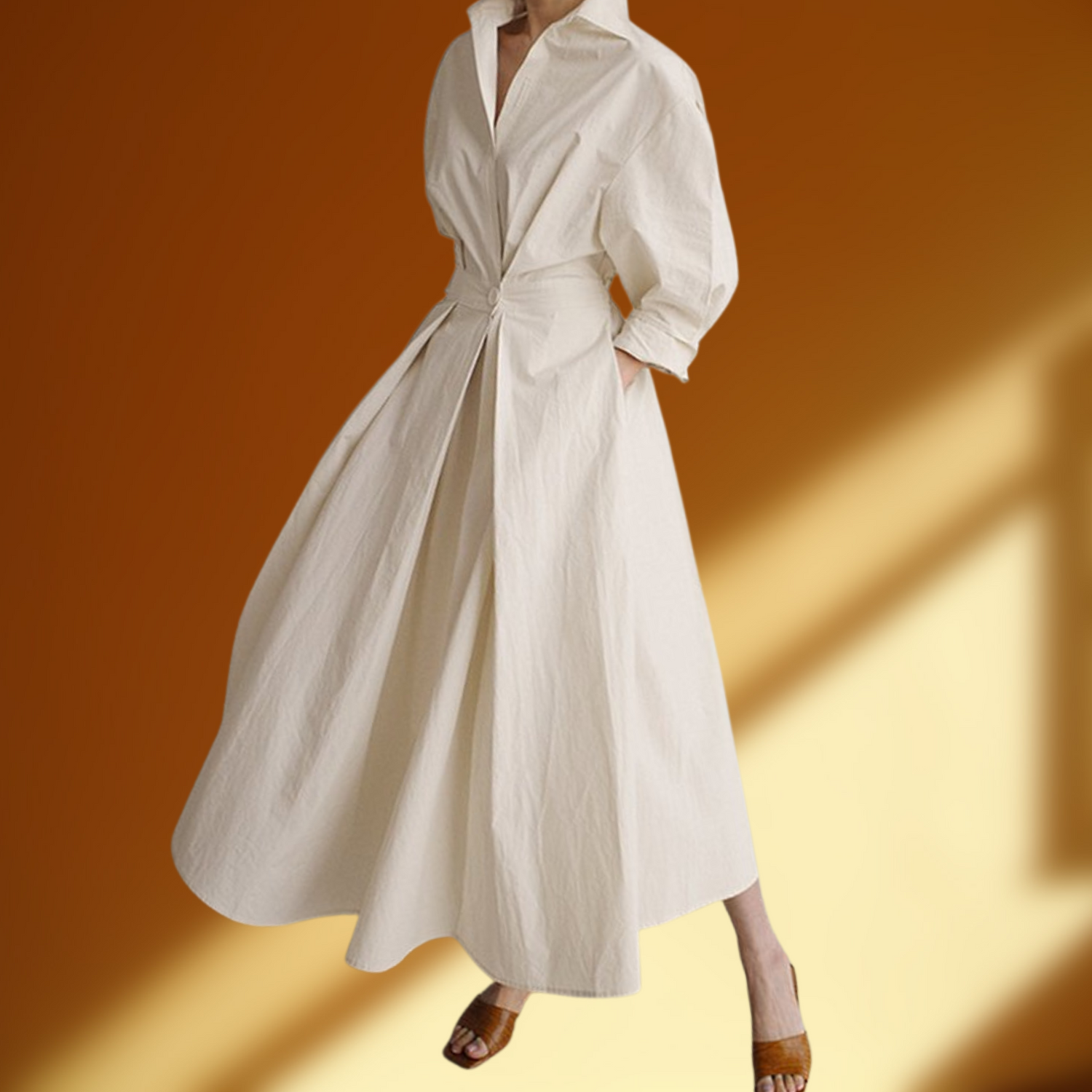 Leichtes Sommerkleid mit verstellbarem Gürtel und Knopfleiste | Weiß