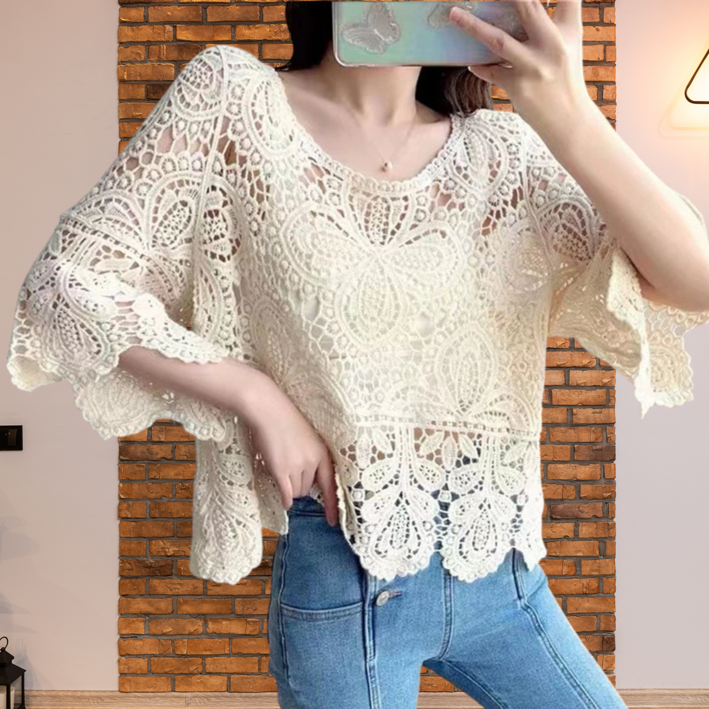 Leichtes Top für Damen – Kurzarm, atmungsaktiv, aus Baumwolle | Aprikose 2