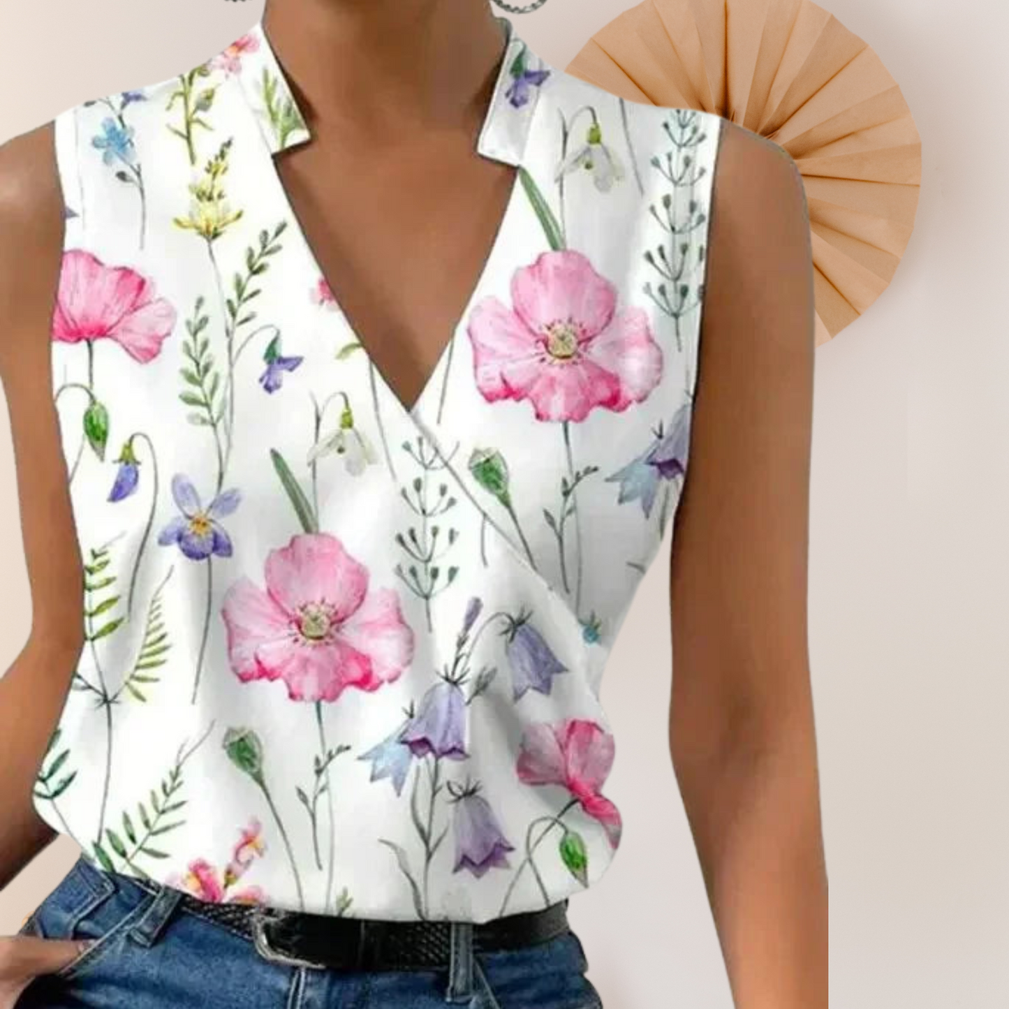 Leichtes ärmelloses Top für Damen – Perfekt für warme Sommertage | Weiß-Rosa