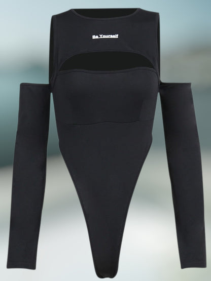 Lena | Figurbetonter Langarm Body Damen mit Innovativem Cut-Out-Design und Elastischem Material | Schwarz 2