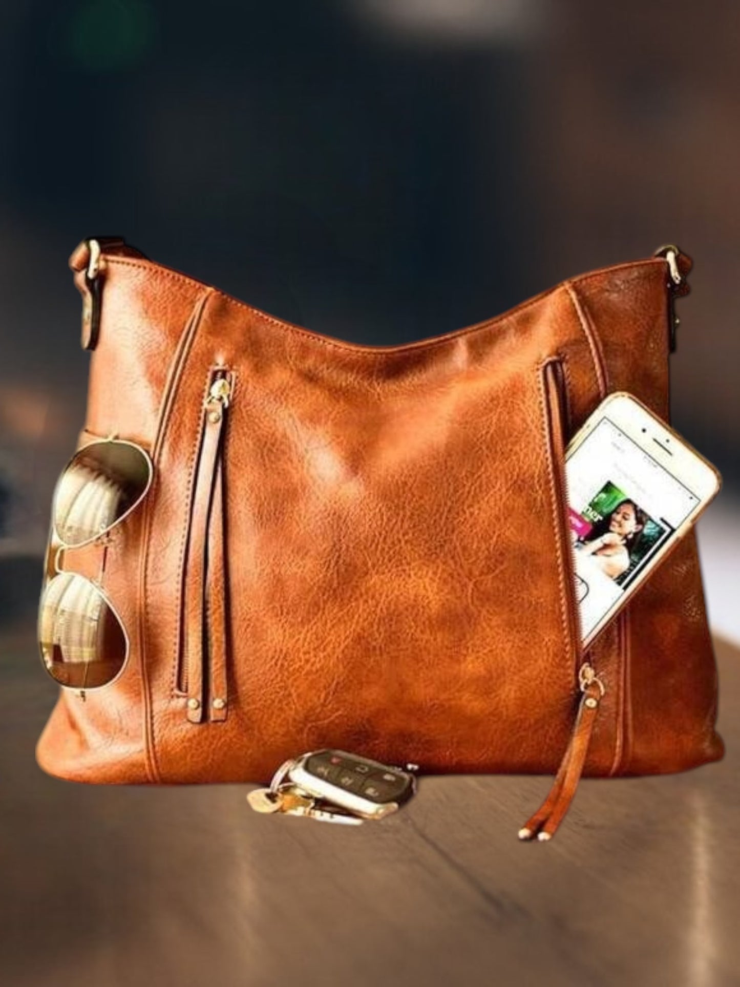 Lene | Elegante Umhängetasche Damen aus hochwertigem Leder im Vintage-Stil | Braun