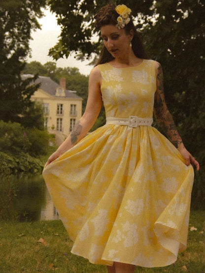 Midi Kleid Damen | Blumenmuster & Ausgestellter Rock