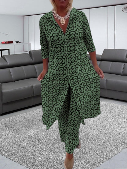 Liva | Vintage Twin Set Damen mit luftiger Bluse und Knopfverschluss für Frühling und Sommer | Grun 2