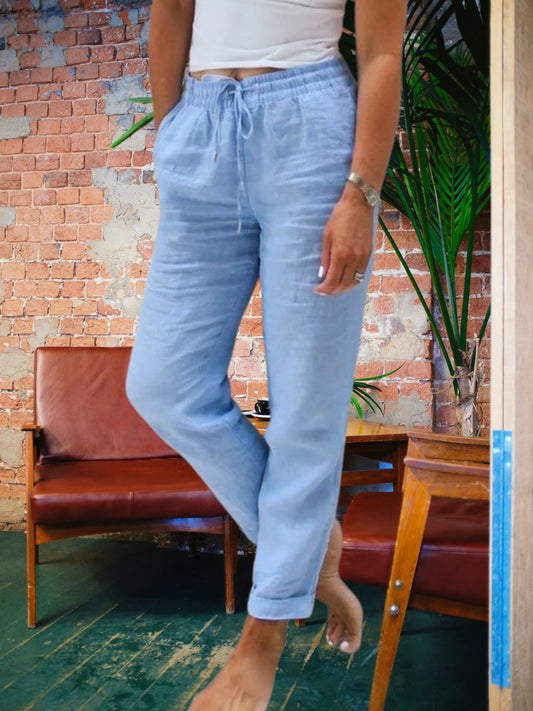 Luisa | Bequeme Stoffhose für Damen mit elastischem Bund und zeitlosem Design | Blau