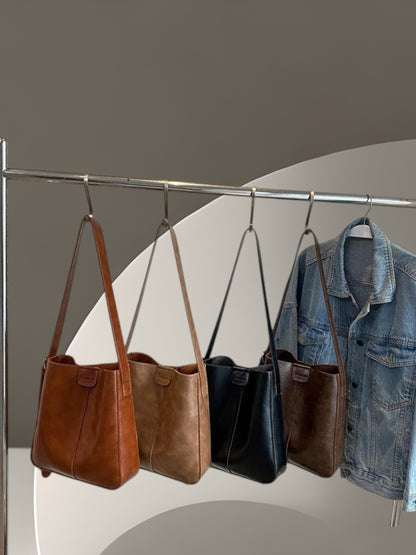 Mari | Elegantes Taschen Set aus veganem Leder mit praktischer Kupplung im Retro-Design | Khaki 2