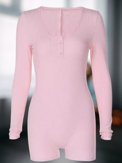 Marisse | Bodysuit Damen mit Langarm und modernem Knopfdesign aus elastischem Stoff | Rosa 3