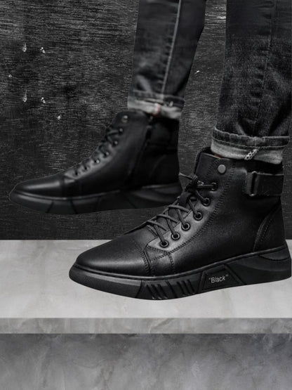 Maximilian | Bequeme schwarze Lederschuhe für Herren mit Gummisohle und modischem Design |  Schwarz 3