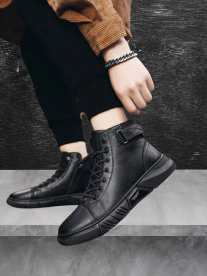 Maximilian | Bequeme schwarze Lederschuhe für Herren mit Gummisohle und modischem Design |  Schwarz 4